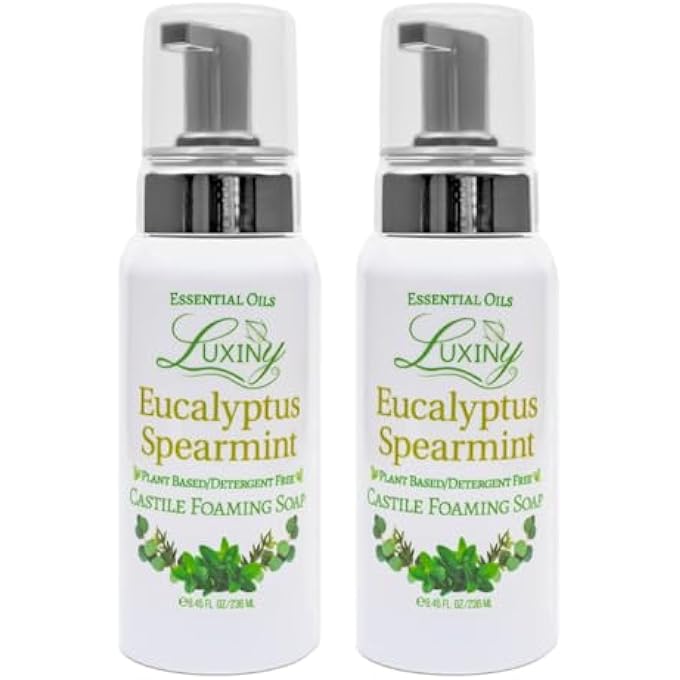 Luxiny CASTILE SOAP, LIQUID FOAMING HAND SOAP, ALL NATURAL MOISTURIZING HAND WASH FOR THE KITCHEN & BATHROOM, PALM OIL FREE, VEGAN & CRUELTY FREE, MADE IN THE USA, 8.45 OZ., 2 PACK (EUCALYPTUS SPEARMINT) - Image 1